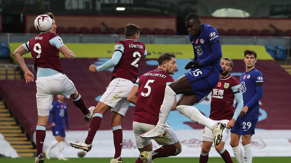 Kurt Zouma heads home for Chelsea at Burnley