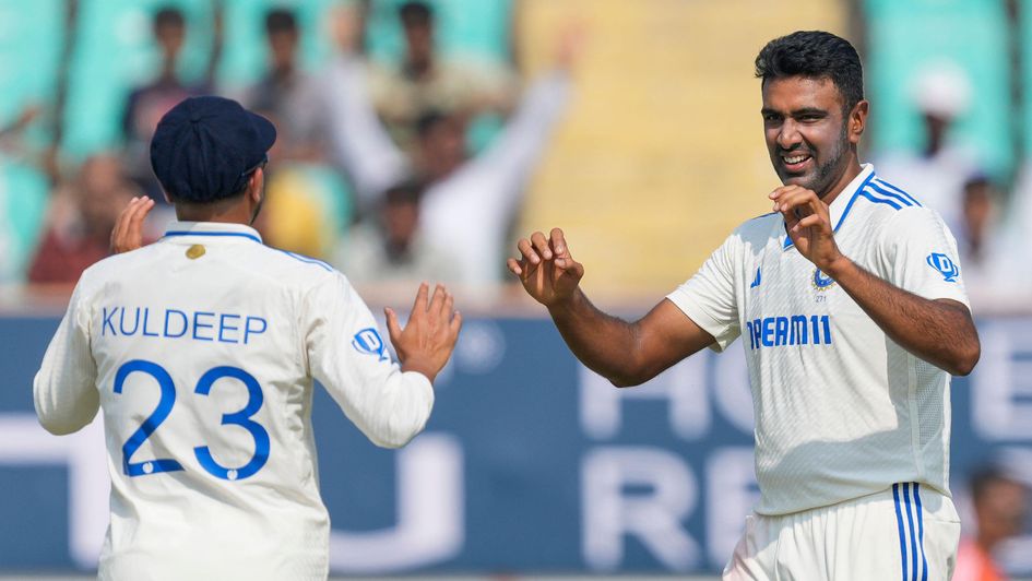 Ravi Ashwin celebrates his 500th Test wicket