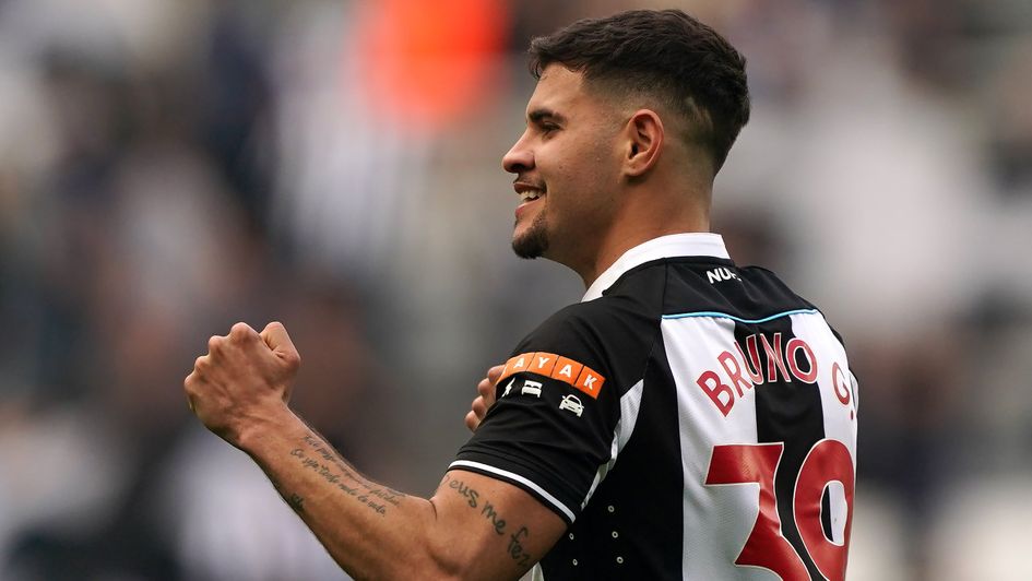 Bruno Guimaraes celebrates giving Newcastle victory