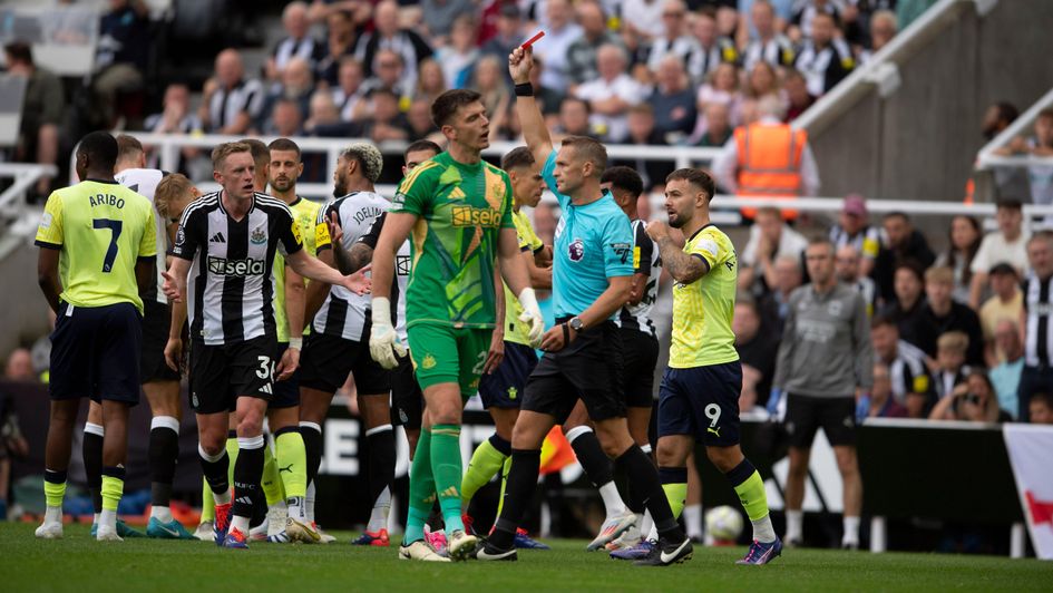 Fabian Schar was sent off against Southampton