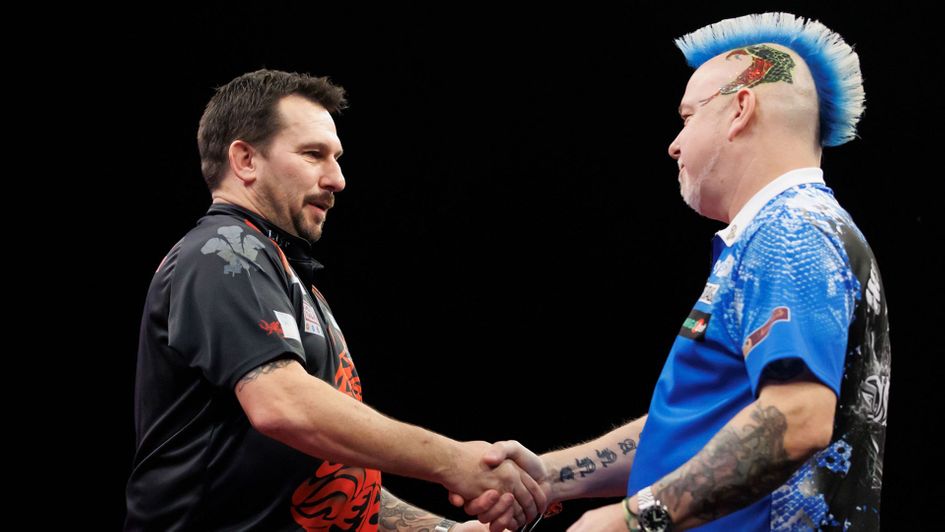 Jonny Clayton and Peter Wright (Picture: Lawrence Lustig/PDC)