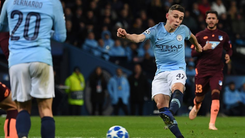 Phil Foden goes for goal in Manchester City's Champions League clash against Hoffenheim