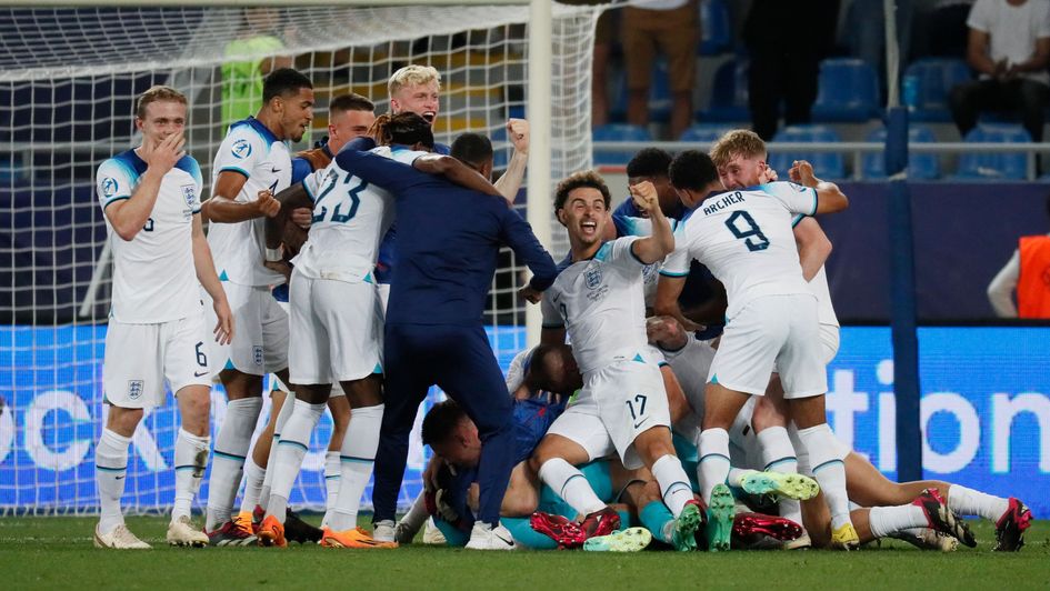 England celebrate after victory in the UEFA Under-21 Championship final