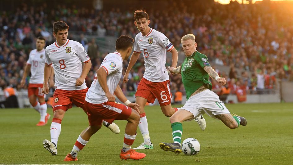 Gibraltar in action against Republic of Ireland