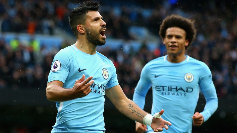 Sergio Aguero celebrates