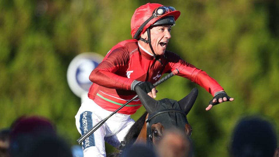 Frankie Dettori celebrates at Lingfield