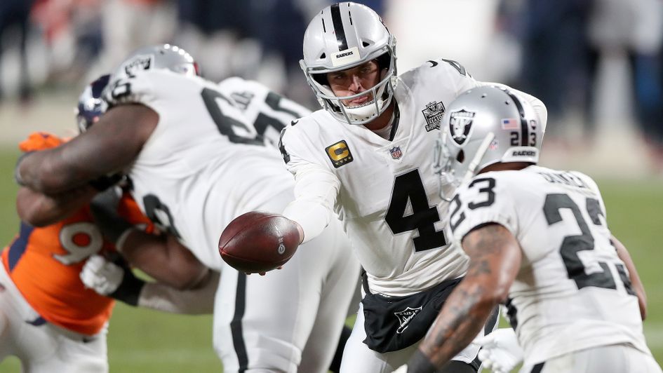 Derek Carr in action for Las Vegas Raiders