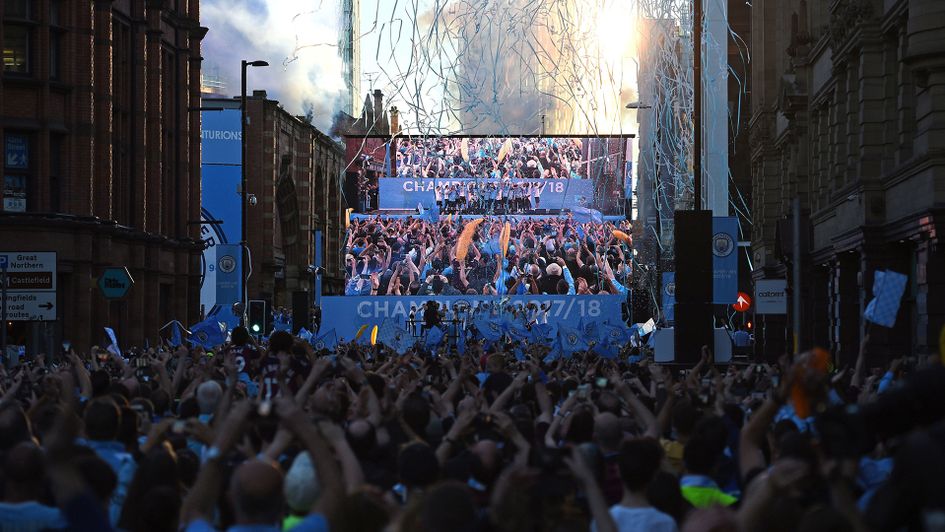 Celebrations for Manchester City at the end of the 2017/18 season