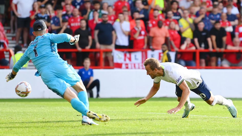 Harry Kane scores against Nottingham Forest