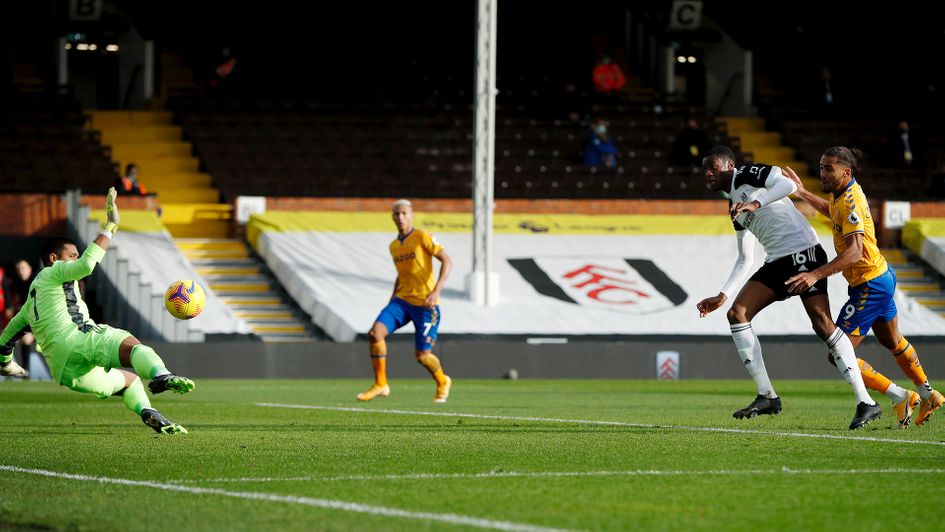 Dominic Calvert-Lewin scores his second goal against Fulham