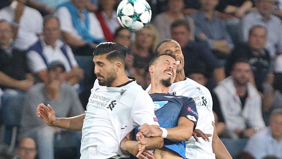 A well-contested header between Liverpool and Hoffenheim