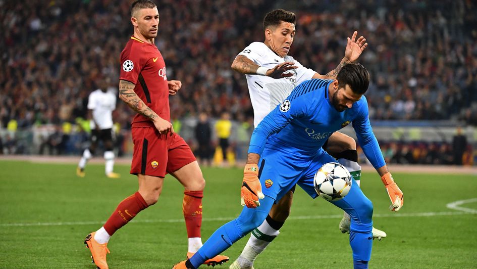 Roma goalkeeper Alisson in action against Liverpool