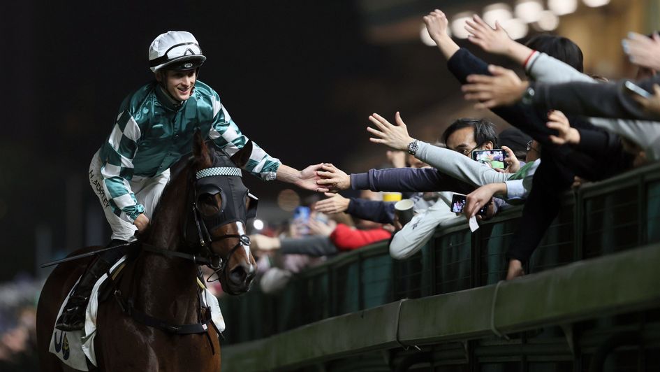 Harry Bentley celebrates a Happy Valley double