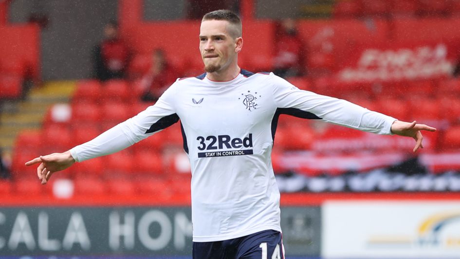 Ryan Kent celebrates his goal against Aberdeen