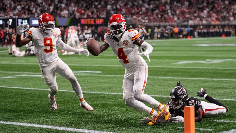 Kansas City Chiefs wide receiver Rashee Rice scores a touchdown