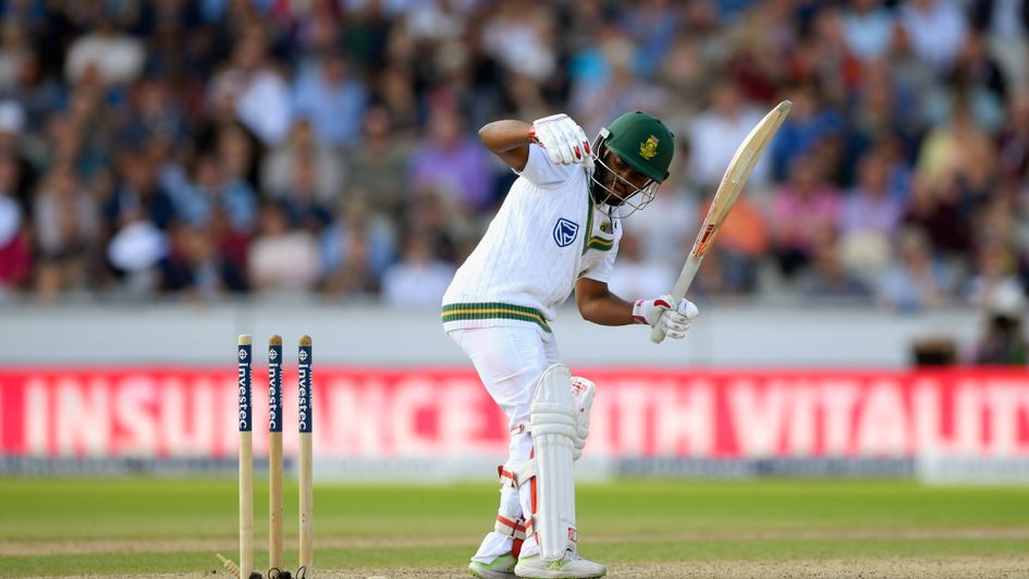 Temba Bavuma is bowled by James Anderson