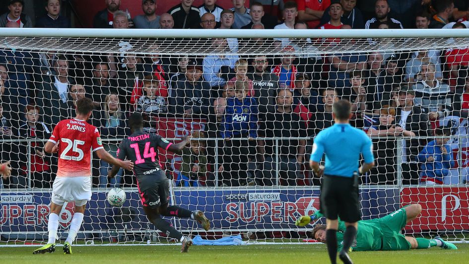 Eddie Nketiah scores against Salford