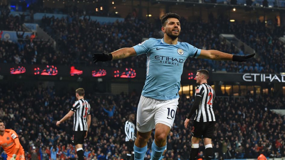 Sergio Aguero celebrates