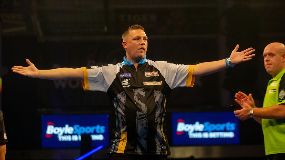 Chris Dobey beat Michael van Gerwen (Picture: Simon O'Connor/PDC)