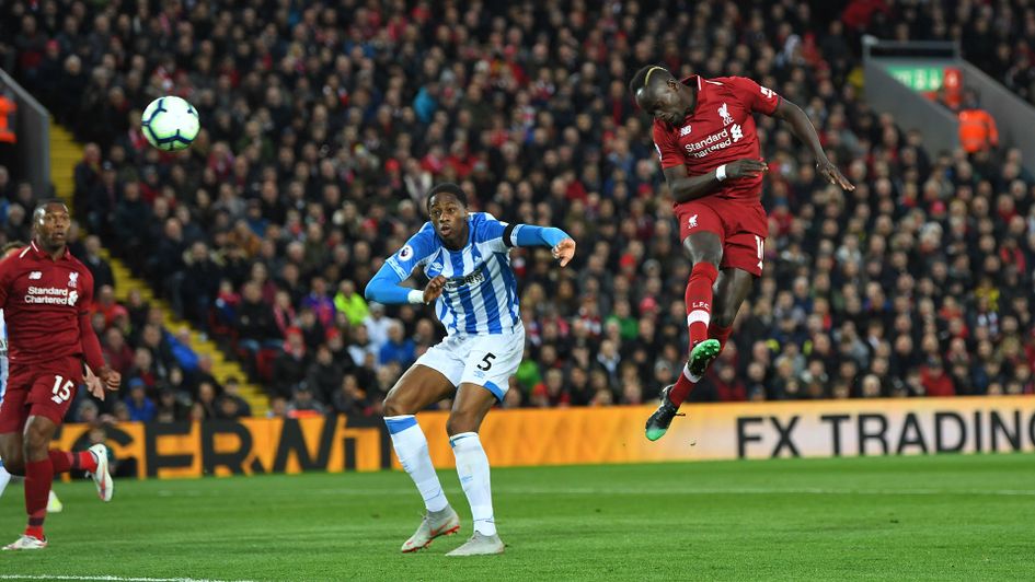 Sadio Mane gets Liverpool's second against Huddersfield