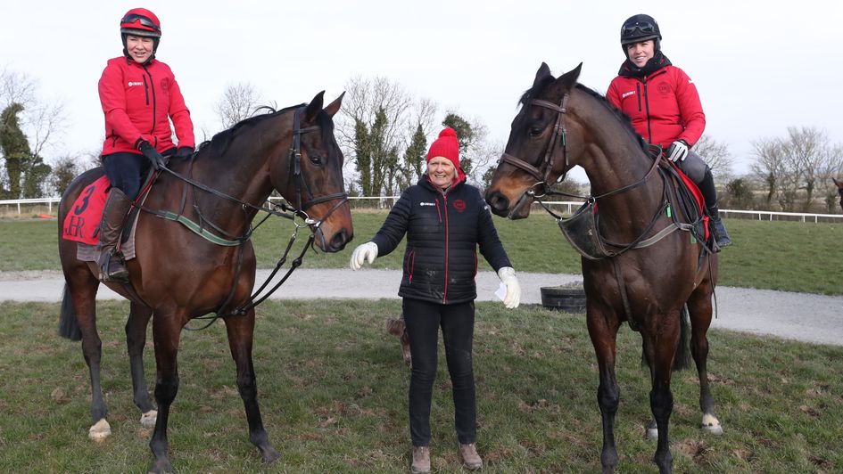 Our Duke and Sizing John with their trainer