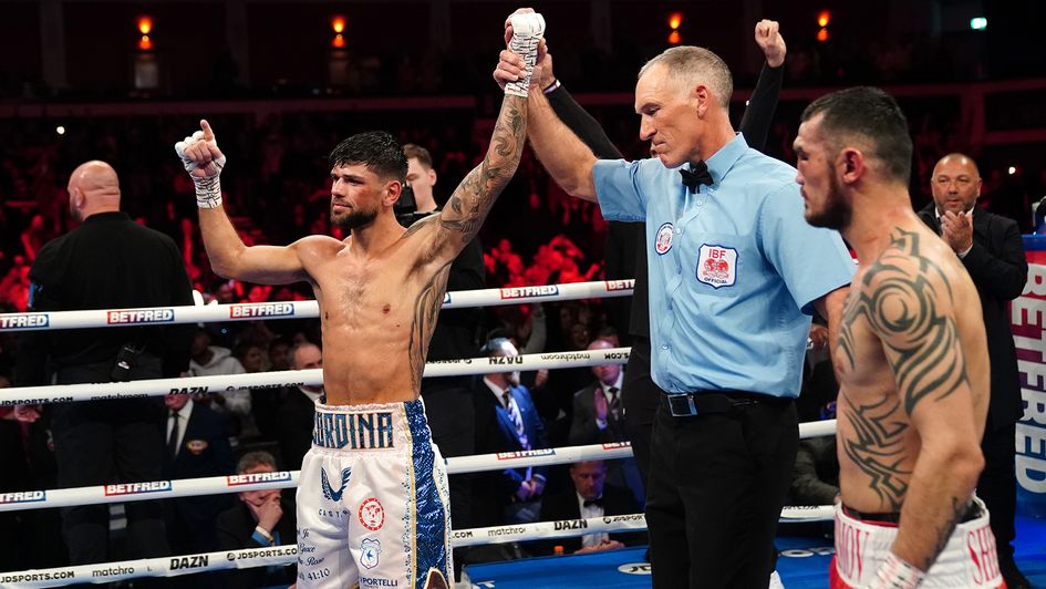 Joe Cordina (left) is awarded the fight