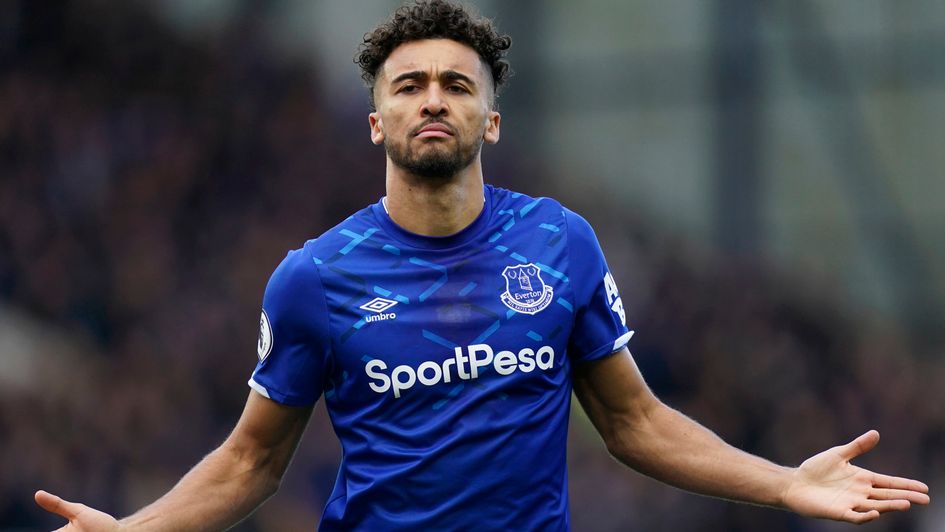 Dominic Calvert-Lewin celebrates his goal against Manchester United