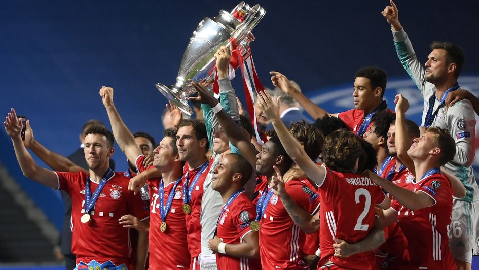 Bayern Munich lift the Champions League trophy