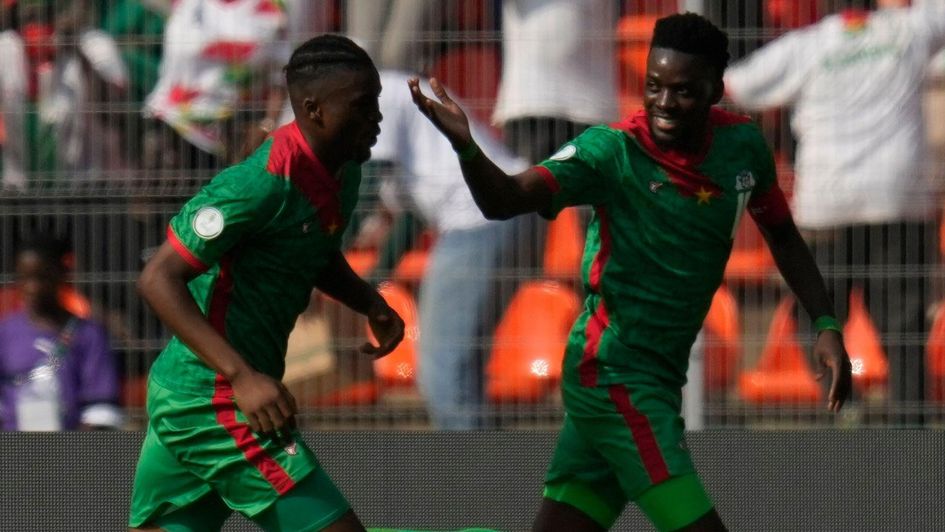 Burkina Faso celebrate scoring against Algeria