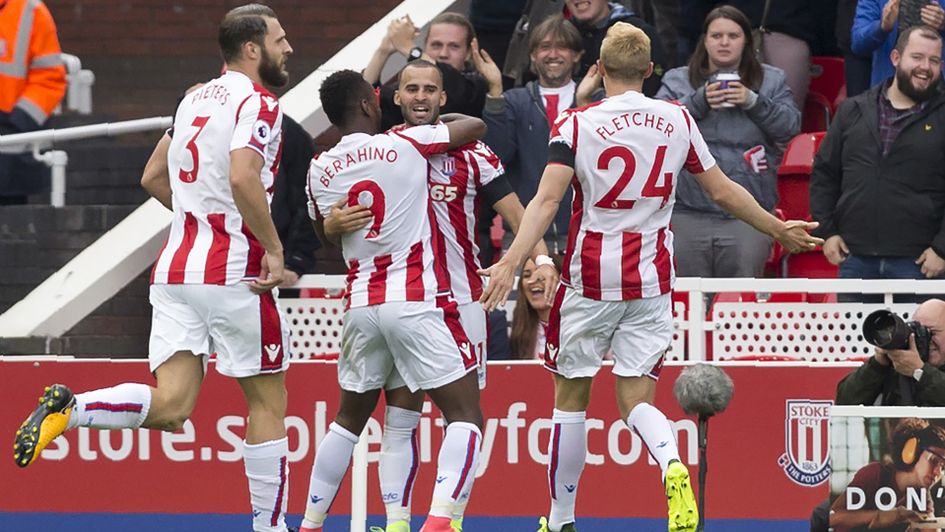 Jese and his Stoke team-mates celebrate