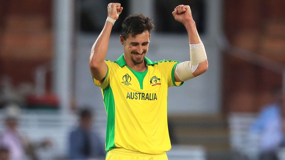 Mitchell Starc celebrates against New Zealand