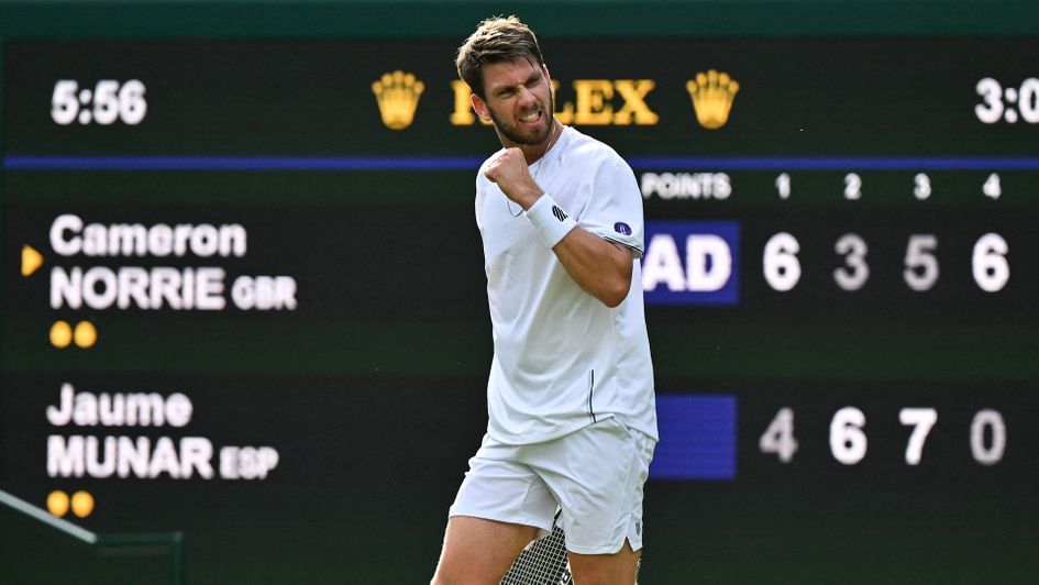 Cameron Norrie in action at Wimbledon