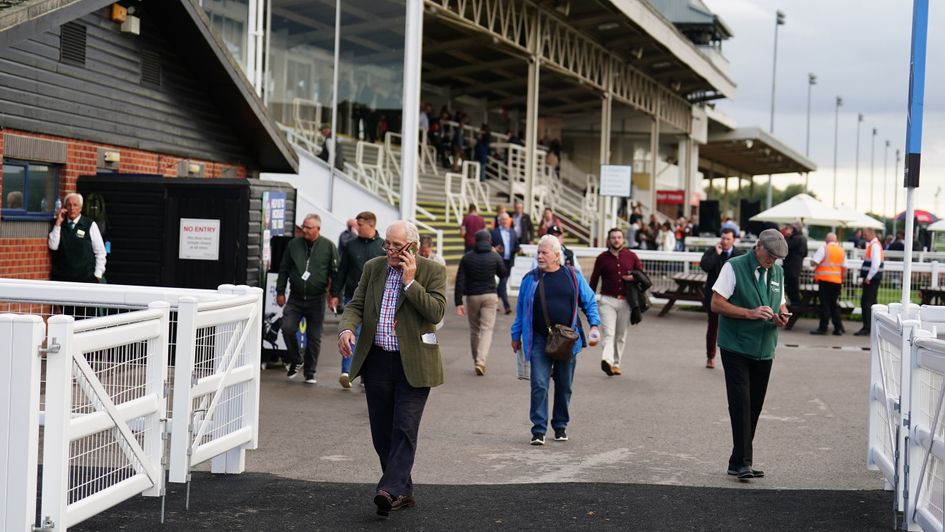 Racegoers leave Southwell on Thursday evening