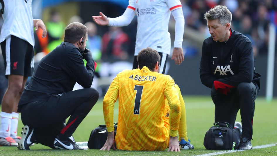 Alisson Becker was injured in Liverpool's win over Crystal Palace