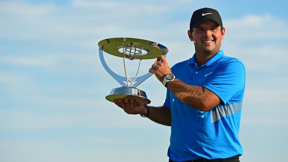 Patrick Reed: The 29-year-old lifts the Northern Trust trophy at the Liberty National Golf Club