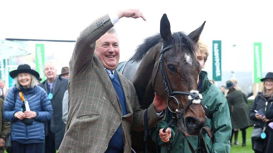 Paul Nicholls celebrates with Stage Star