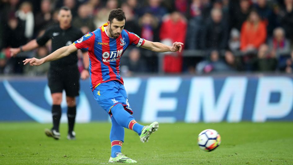 Crystal Palace's Luka Milivojevic scores from the penalty spot