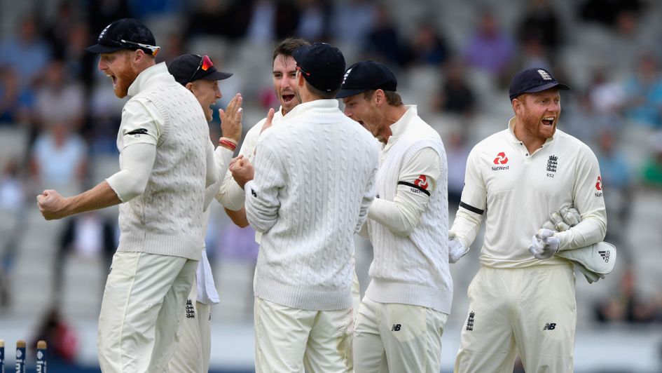 England celebrate a successful review against Bavuma