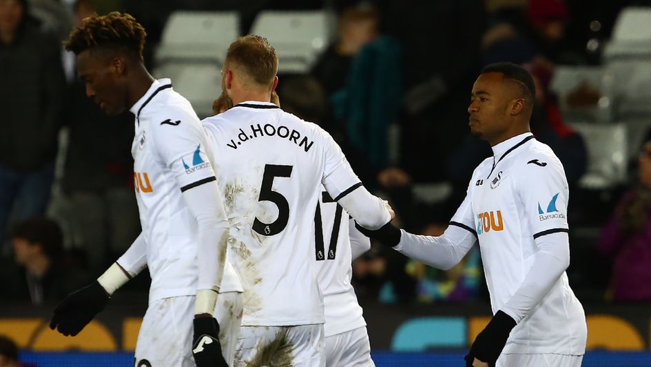 Jordan Ayew and Swansea celebrate