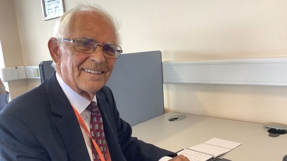 Howard Wright pictured in the Doncaster press room that will be renamed in his honour