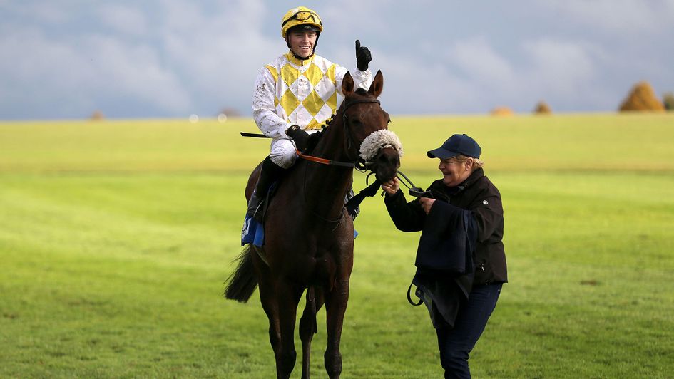 Jamie Powell celebrates on Alphonse Le Grande