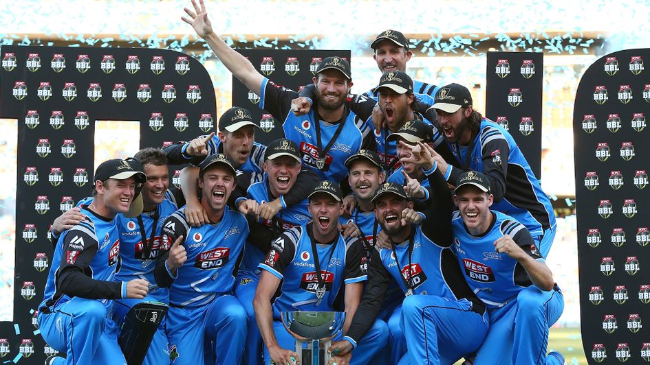 Adelaide Strikers with the Big Bash League trophy