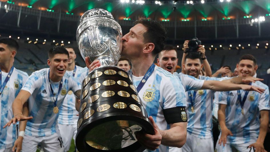 Lionel Messi lifts the Copa America