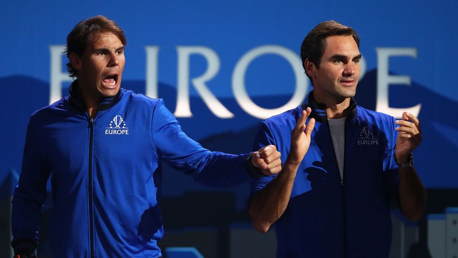 Roger Federer with Rafael Nadal at the 2019 Laver Cup