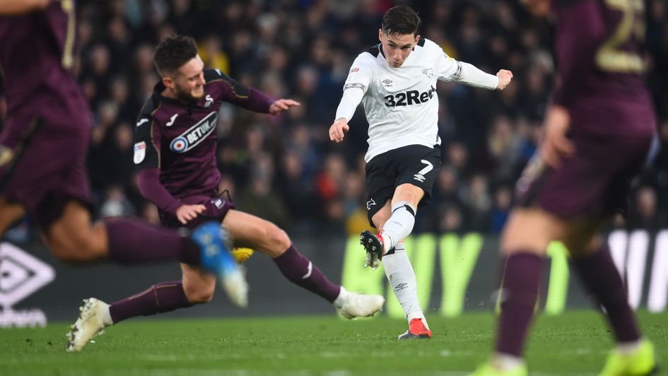 Harry Wilson scores for Derby v Swansea