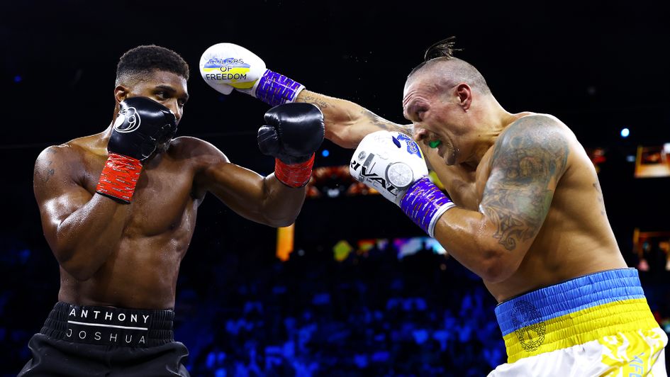 Oleksandr Usyk and Anthony Joshua in action in Saudi Arabia