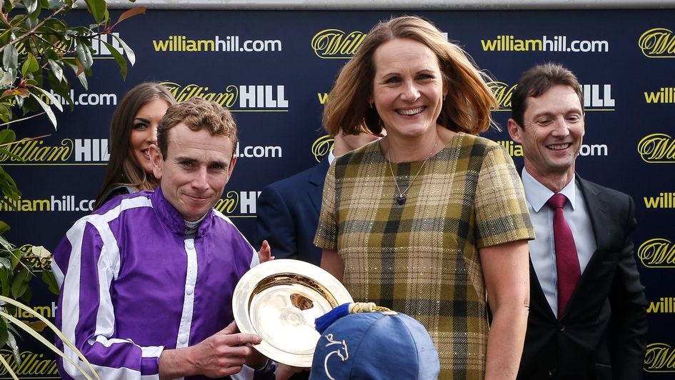 Ryan Moore celebrates his first St Leger win