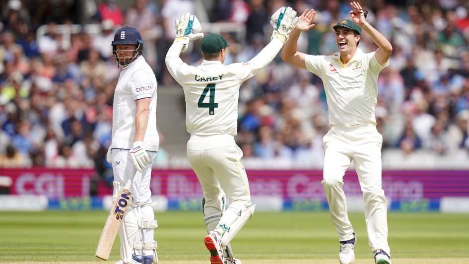 Australia celebrate the dismissal of Jonny Bairstow