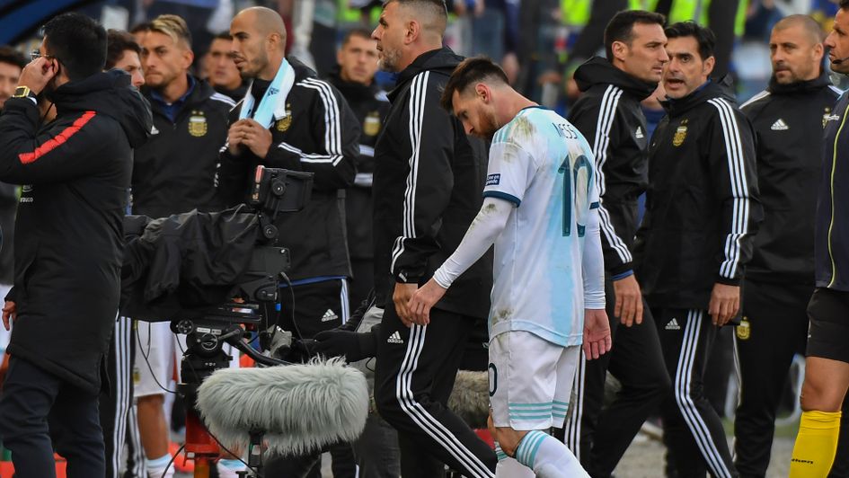 Lionel Messi was sent off for Argentina