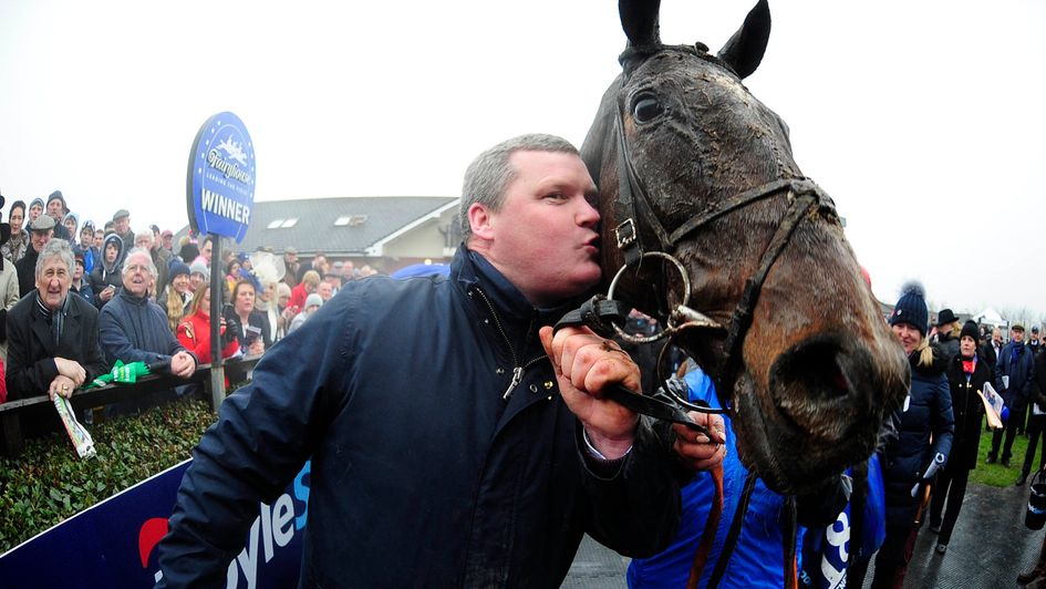 Gordon Elliott celebrates with Irish National winner General Principle